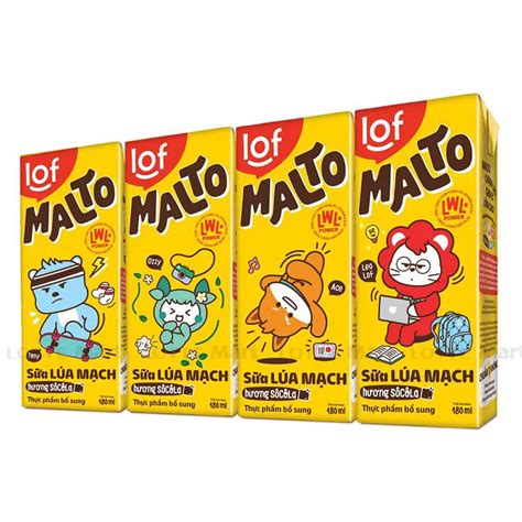 Sữa Lúa Mạch Lof Malto Hương Socola Lốc 4 Hộp 180ml