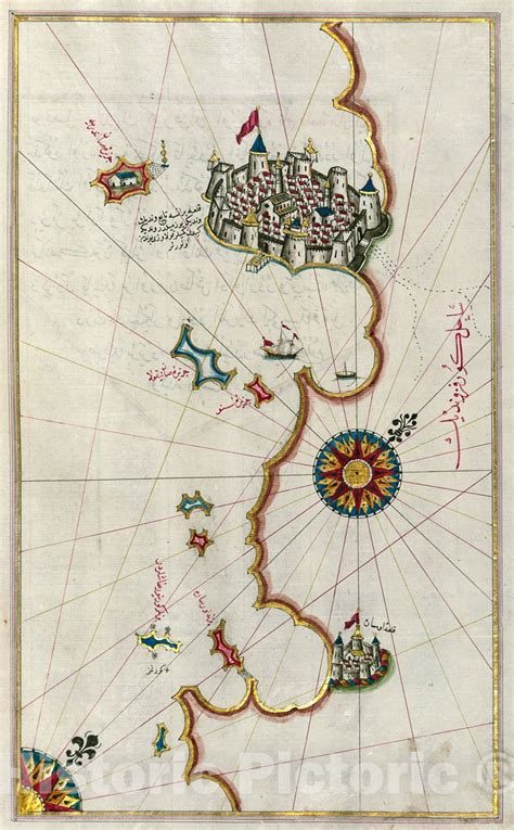 Historic Map Fol 174b Coastline From Rovinj As Far As The Fortress