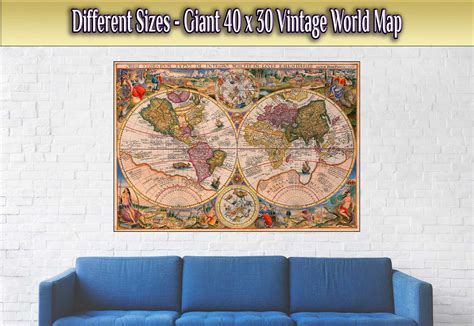 Vintage World Map Poster Old World Map Print From 1594 - Etsy