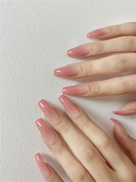 Blush Nails Soft Nails Simple Nails Fake Nails Pink Ombre Nails