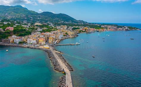 Seaside View Of Porto D Ischia Town From The Aragonese Castle At Stock