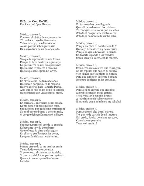 PoesíA CR PRACTICAS México Creo En Ti Por Ricardo López