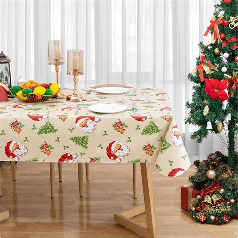 Amazon.com: DwEllAid 60x120inch Christmas Tablecloth Disposable Tablecloth Vinyl Tablecloth with ...