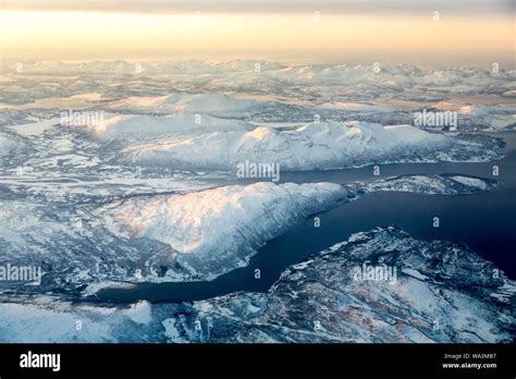 Overview With The Fjord And Snow Covered Mountains Photo Hi Res Stock