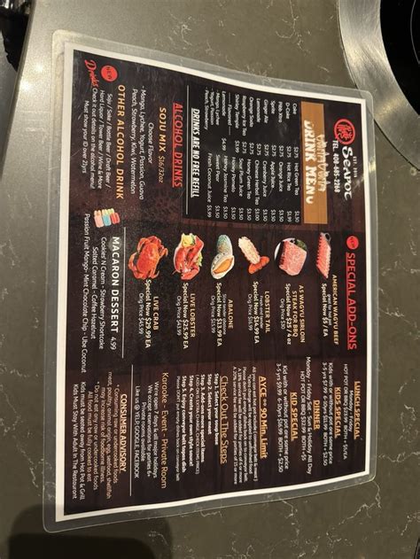 Menu Seapot Hot Pot Kbbq Sunnyvale Ca 94087