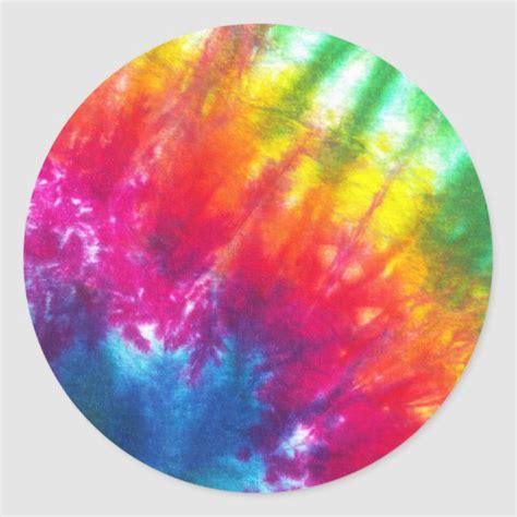 Rainbow Tie Dye Classic Round Sticker Zazzle In Tie Dye