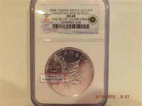 2008 Canadian Maple Leaf Vancouver 2010 Olympics Silver Dollar