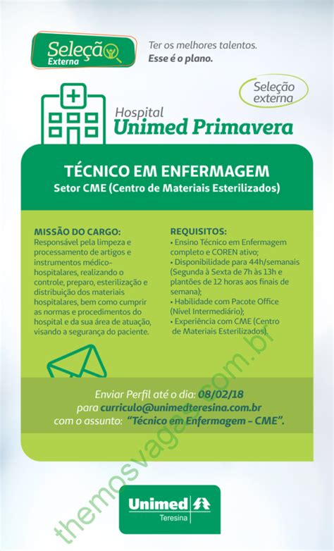 Vaga para Técnico em Enfermagem no Hospital Unimed em Teresina Themos