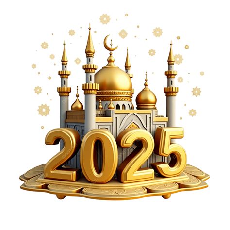 Golden Mosque With 2025 Celebrating Islamic Traditions And New