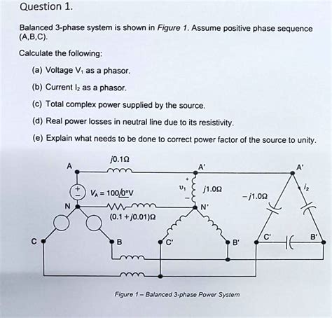 Solved Balanced 3 Phase System Is Shown In Figure 1 Assume Positive