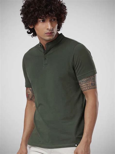 Buy Solids Mandarin Polo Olive Green New Online