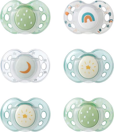 Tommee Tippee Lot de 6 tétines phosphorescentes nocturnes design