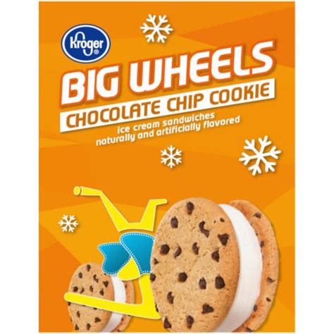 Kroger Big Wheels Chocolate Chip Cookie Ice Cream Sandwiches Ct