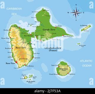 Mappa Fisica Molto Dettagliata Dell Isola Di Saint Martin In Formato