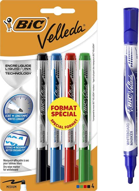 Bic Velleda Dry Erase Whiteboard Marker Pens Large Tapered Tip