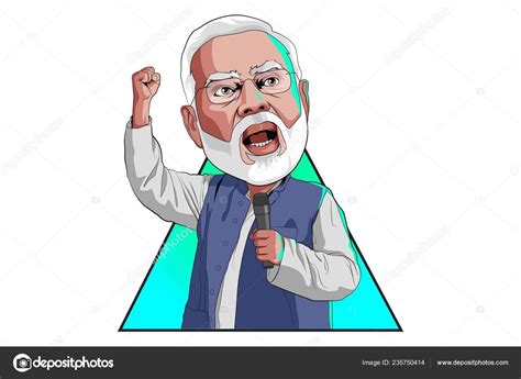 Vektor Cartoon Illustration Des Niedlichen Narendra Modi Isoliert Auf