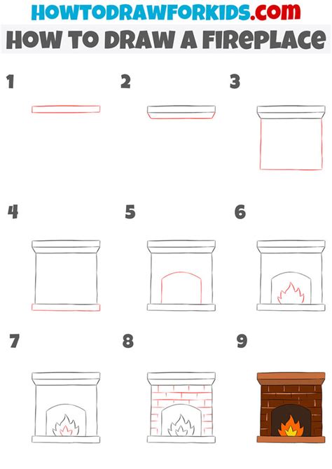 how to draw a fireplace