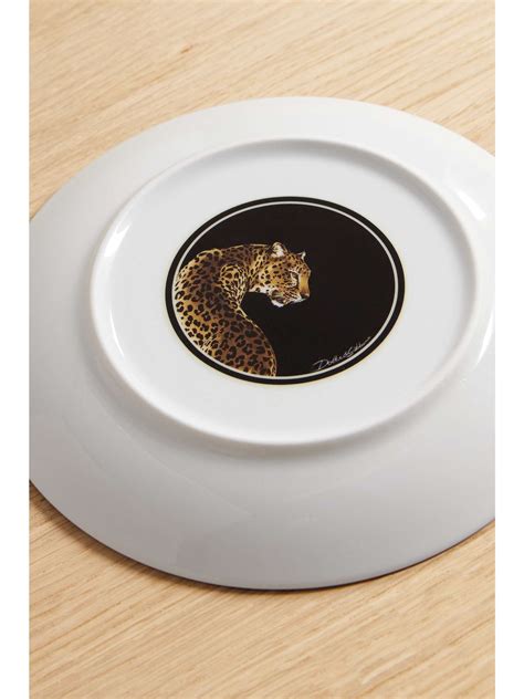 Dolceandgabbana Set Of Two Leopard Print Porcelain Dinner Plates Net A