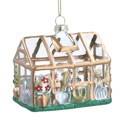 Gisela Graham Glass Decoration Bauble - Greenhouse - Maison White