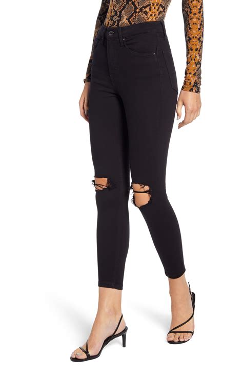 Topshop Denim Jamie High Waist Ripped Skinny Jeans In Black Lyst