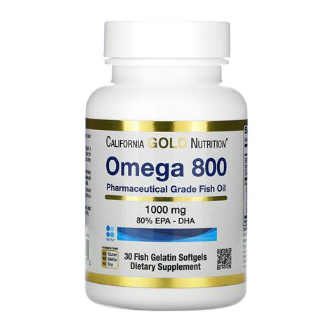 California Gold Nutrition, Omega 800 Pharmaceutical Grade Fish Oil, 80% ...