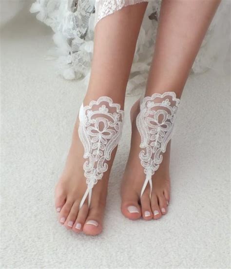 Beach Wedding Barefoot Sandals Accesories Lace Sandals Ivory Barefoot