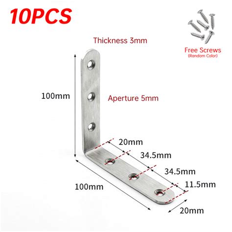 【zorana】10pcs Right Angle Bracket Corner Brace Stainless Steel L Shape