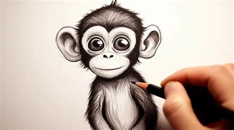 Drawing A Monkey With An Ink Pen And Pencil Background, Monkey Drawing ...