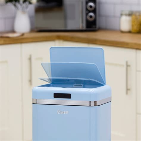 Swan Retro Square Blue Sensor Bin 45l Wilko