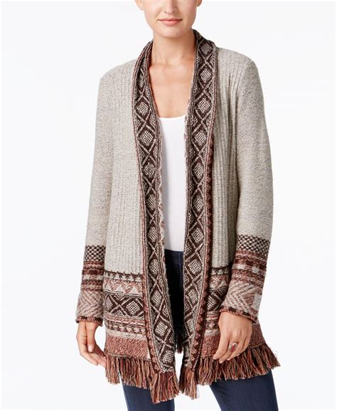 Style And Co Shawl Collar Fringed Cardigan Created For Macys Macys