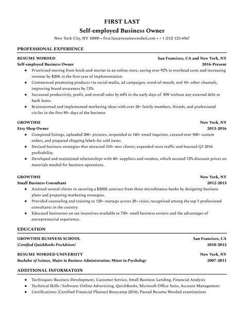 5 Business Owner Resume Examples for 2025 | Resume Worded