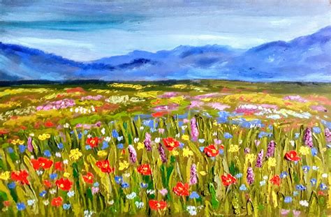 Wildflowers Oil Painting Original Art Meadow Flowers Artwork Etsy