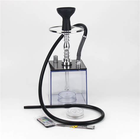 Acrylic Hookah Set With Led Light Shisha Water Pipe Include Silicon Bowlandclipandpipe Hose Nargile