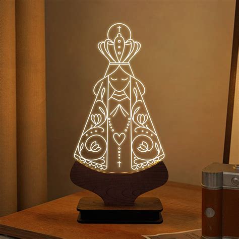 Lumin Ria De Mesa Abajur Led Religiosa Nossa Senhora Elo