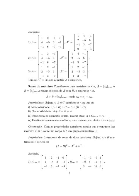 Algebra Linear Matrizes Apont 3 25 3 Exemplos 1 A 2 6 6 4 1 2 1 0