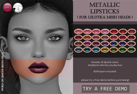 Second Life Marketplace Izzies Demo Lelutka Metallic Lipsticks