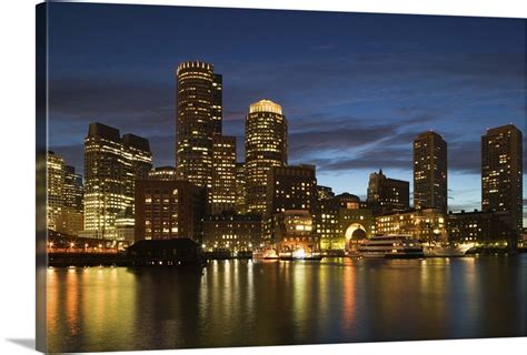 Massachusetts, Boston, skyline, night Wall Art, Canvas Prints, Framed ...