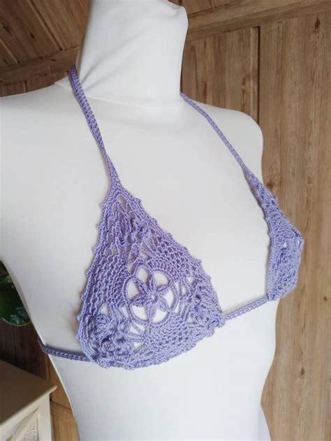 See Through Crochet Bikini Set Thong Crocheted Swimsuit Etsy