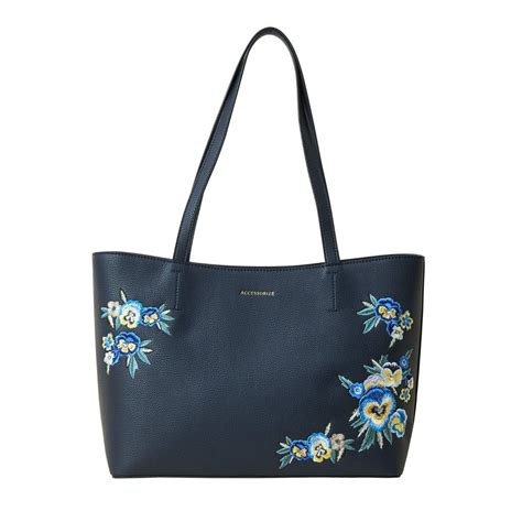 Buy Accessorize London Women's Faux Leather Navy Blue Floral ...