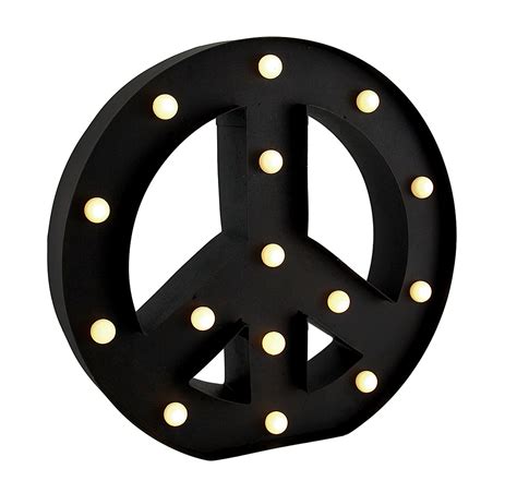 Led Lighted Brown Metal Marquee Peace Sign Wall Hangingtable Display Ebay