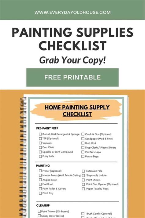 Free Painting Supply Checklist What Do I Need To Paint A Room