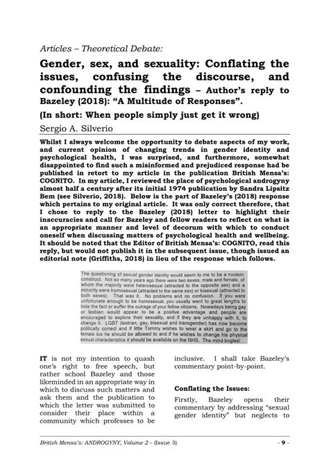 Pdf Gender Sex And Sexuality Conflating The Issues Confusing The Discourse And