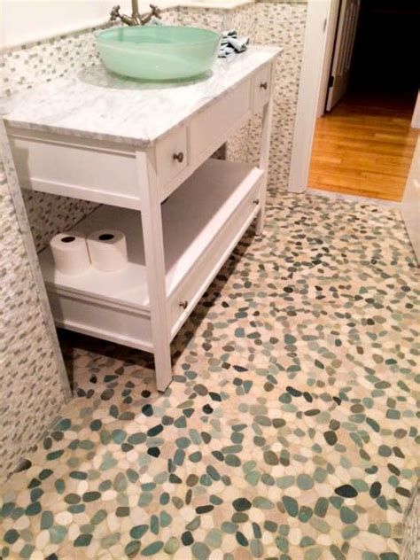 Sliced Sea Green And White Pebble Tile Pebble Tile White Pebbles