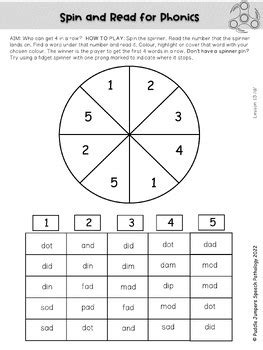 Ufli Inspired Phonics Game Spin And Read Word Work Lessons To