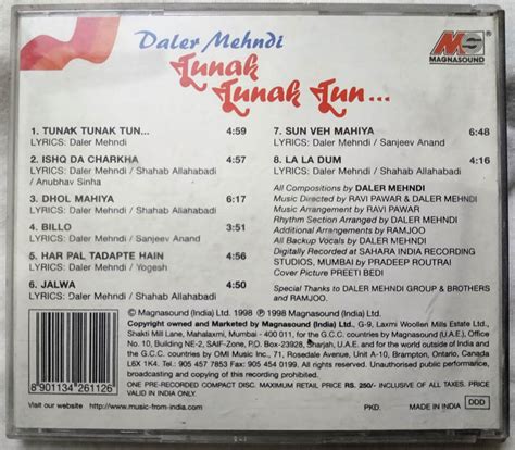 Tunak Tunak Tun Daler Mehndi Hindi Audio Cd - Tamil Audio CD, Tamil ...