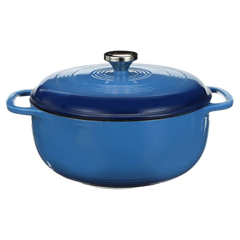 Lodge 6 Quart Cast Iron Enameled Dutch Oven With Enamel Lid Blue