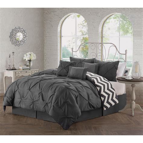 Avondale Manor Ella 7 Piece Charcoal King Comforter Set Ell7cskingghcl