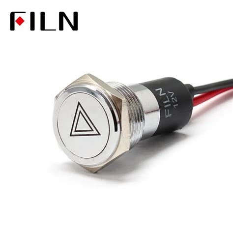 FILN 16mm 방수 램프 실버 쉘 12V LED 자동차 보트 더블 플래시 위험 마크 대시 보드 신호등 악기 파일럿 라이트