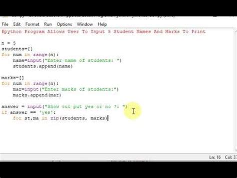 Python Program Allows User To Input 5 Student Names And Marks To Print