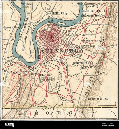 Map of Chattanooga Stock Photo - Alamy